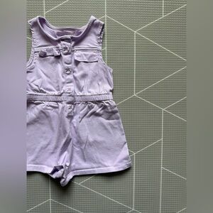 Pastel Lavender baby girl/toddler sleeveless denim Romper,cinched waist•4T boho